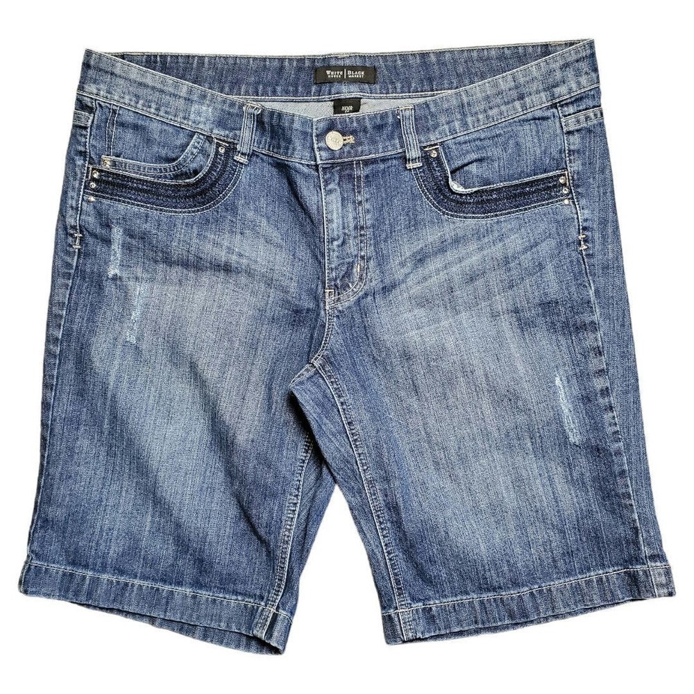 White House Black Market Embrace Life Denim Rhinestone Shorts Size 14